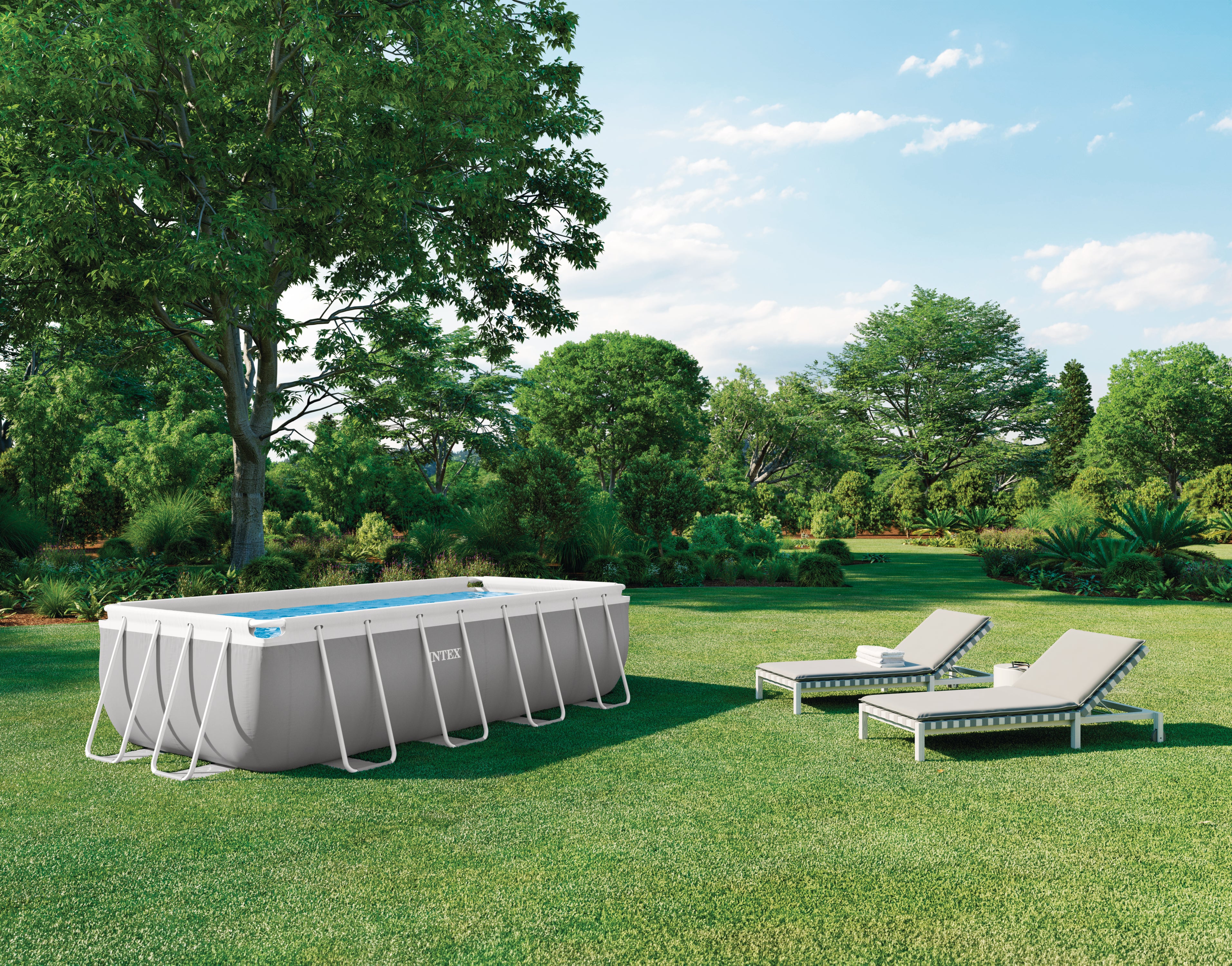 INTEX 13ft Prism Frame Pool – Durable Rectangular Steel Frame for Backyard Recreation