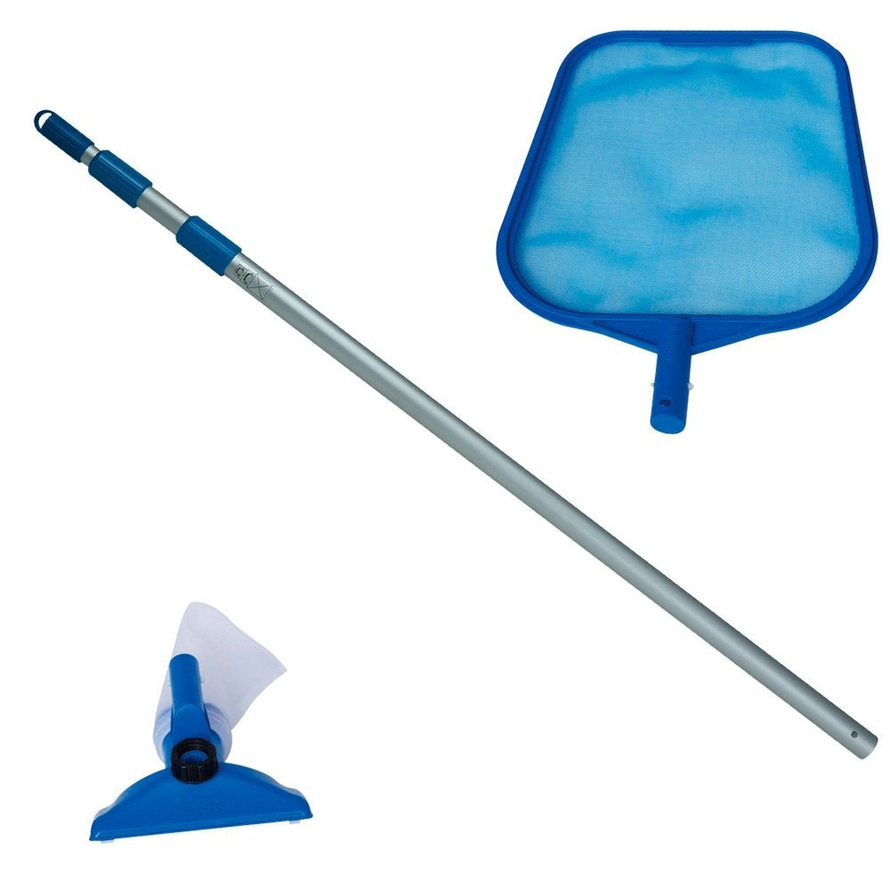 INTEX Basic Pool Maintenance Kit – Includes Vacuum Head, Skimmer Net, and Telescoping Aluminum Pole