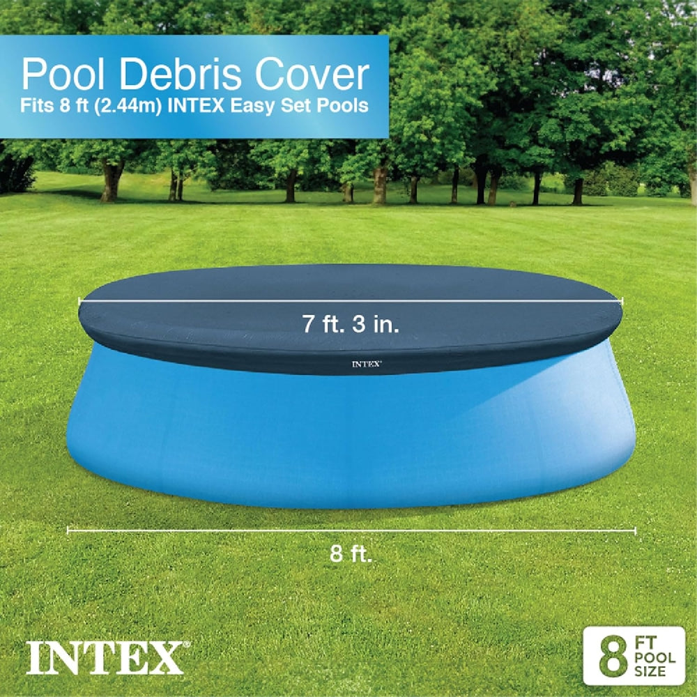 INTEX 8ft Easy Set Pool Cover – Round Debris Guard with Rope Tie for Inflatable Top-Ring Pools - Image 2