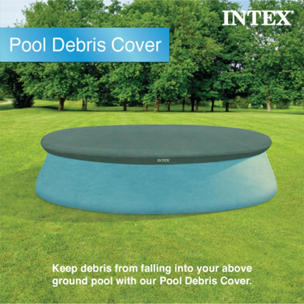 INTEX 10ft Easy Set Pool Cover – Round Inflatable Top-Ring Debris Shield with Drain Holes - Image 2