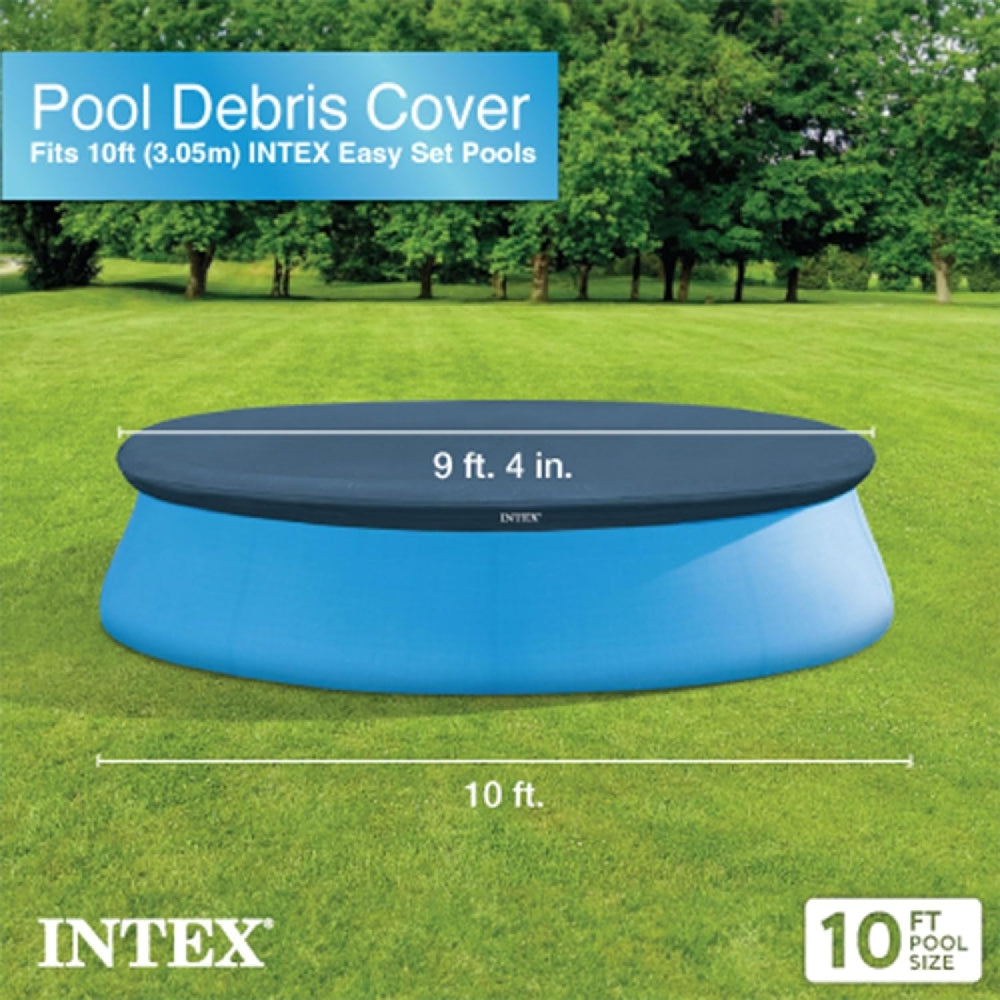 INTEX 10ft Easy Set Pool Cover – Round Inflatable Top-Ring Debris Shield with Drain Holes - Image 3