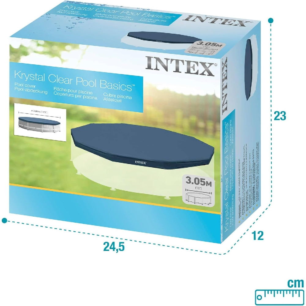 INTEX 10ft Round Pool Cover – UV-Resistant Vinyl Guard for Metal Frame Above Ground Pools - Image 5