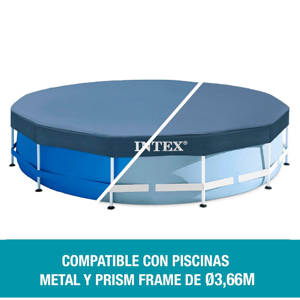 INTEX 12ft Round Deluxe Pool Cover – UV Resistant Vinyl Debris Shield for Above Ground Frame Pools - Image 2
