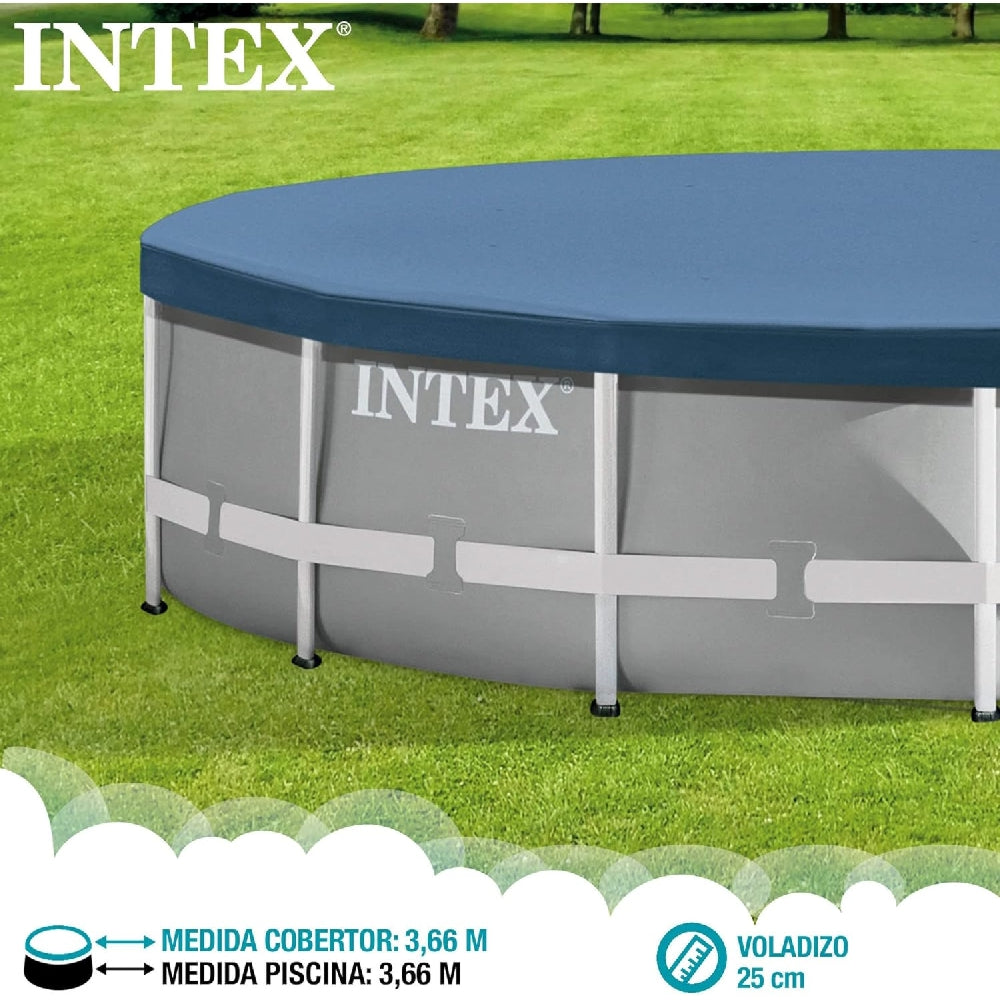 INTEX 12ft Round Deluxe Pool Cover – UV Resistant Vinyl Debris Shield for Above Ground Frame Pools - Image 4