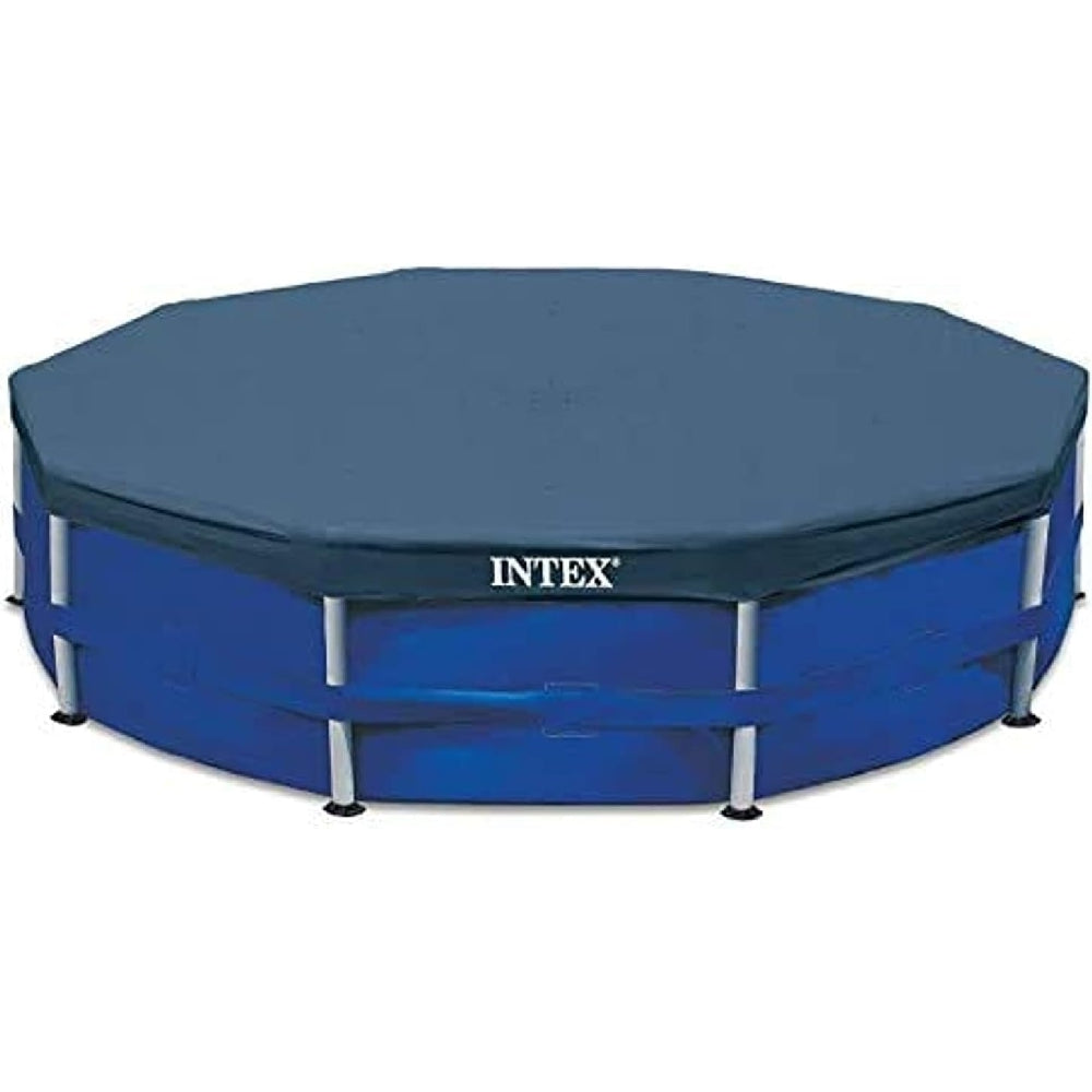 INTEX 15ft Round Deluxe Pool Cover – Heavy-Duty UV Resistant Vinyl Cover with Drain Holes to Prevent Water Buildup
