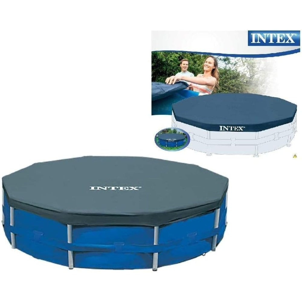 INTEX 15ft Round Deluxe Pool Cover – Heavy-Duty UV Resistant Vinyl Cover with Drain Holes to Prevent Water Buildup - Image 2