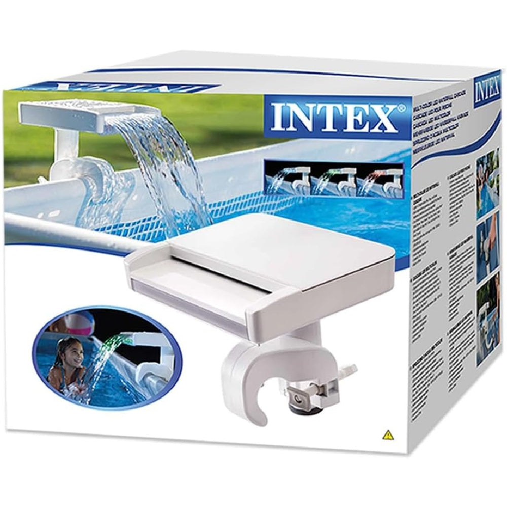 INTEX Multi-Color LED Waterfall Cascade – Hydro-Powered Glowing Pool Fountain for Above Ground Metal Frame Pools - Image 3