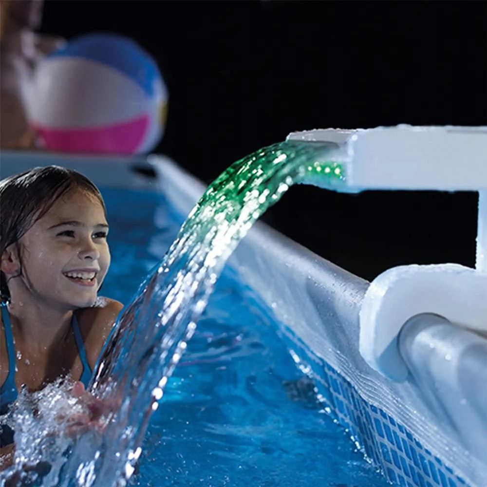 INTEX Multi-Color LED Waterfall Cascade – Hydro-Powered Glowing Pool Fountain for Above Ground Metal Frame Pools - Image 6