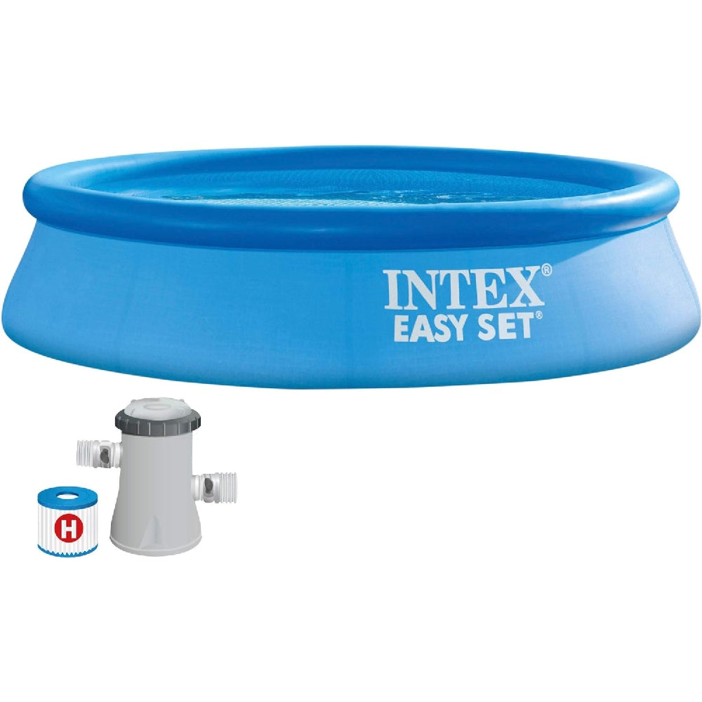 INTEX 10ft x 30in Easy Set Inflatable Swimming Pool Set – Includes Filter Pump for Instant Summer Backyard Fun