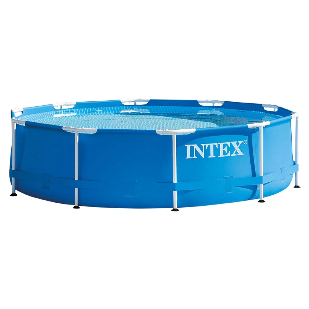 INTEX 10ft x 30in Round Metal Frame Above Ground Pool – Puncture Resistant 3-Ply Liner Summer Pool
