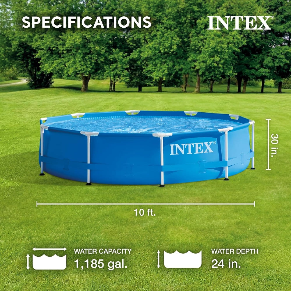 INTEX 10ft x 30in Round Metal Frame Above Ground Pool – Puncture Resistant 3-Ply Liner Summer Pool - Image 2