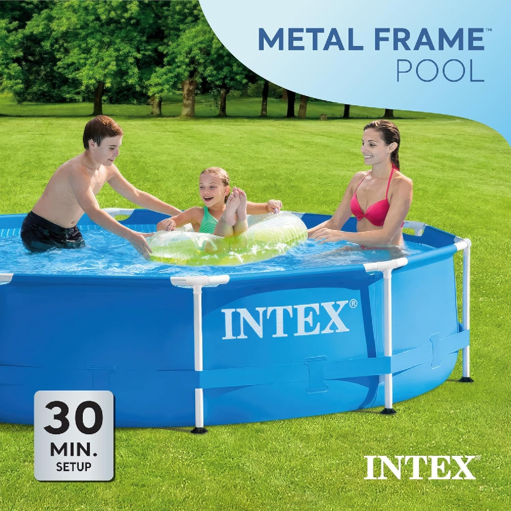 INTEX 10ft x 30in Round Metal Frame Above Ground Pool – Puncture Resistant 3-Ply Liner Summer Pool - Image 3