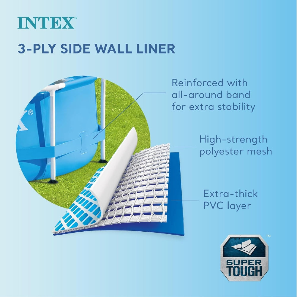 INTEX 10ft x 30in Round Metal Frame Above Ground Pool – Puncture Resistant 3-Ply Liner Summer Pool - Image 4