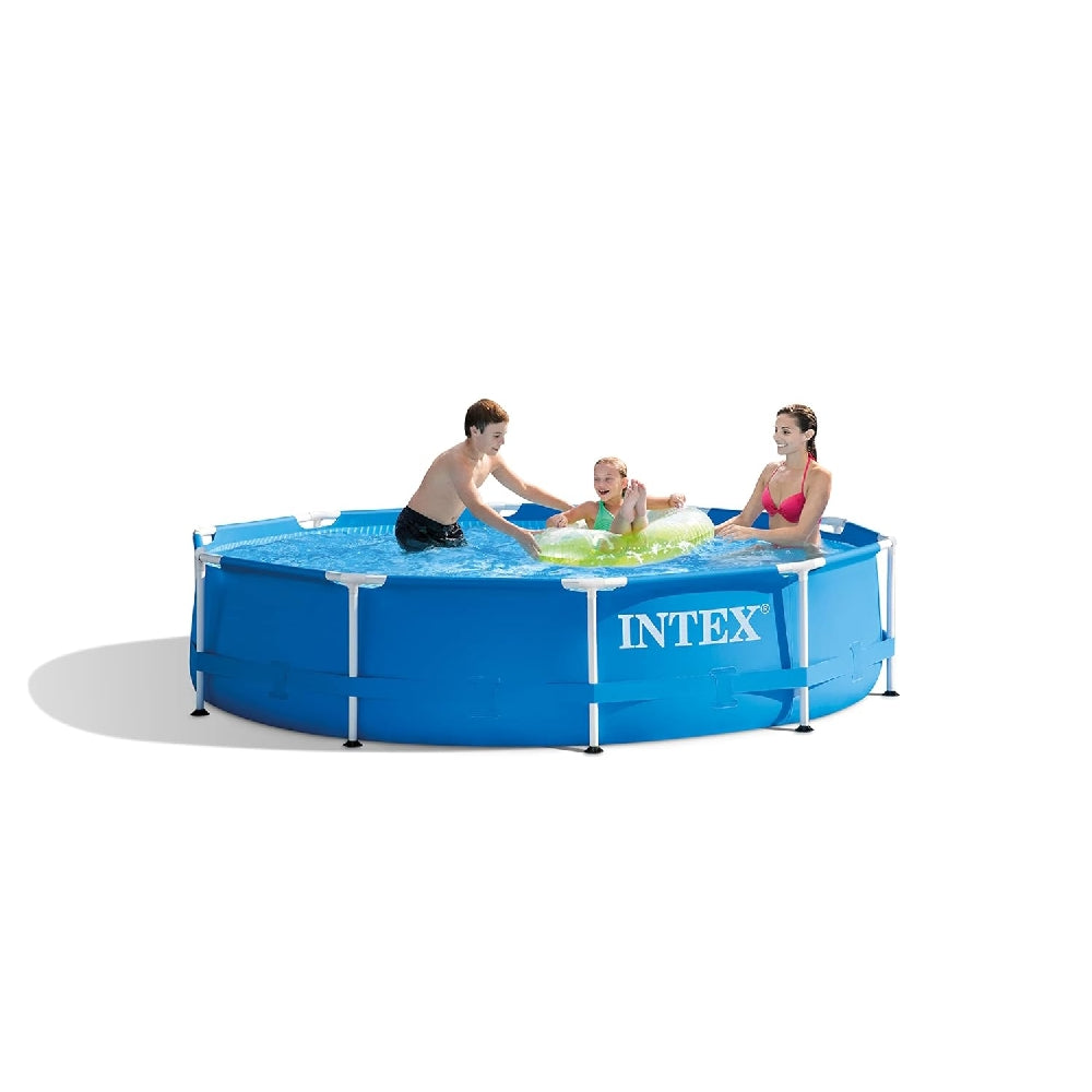 INTEX 10ft x 30in Round Metal Frame Above Ground Pool Set – Beginner Friendly Backyard Pool for Summer Cooling - Image 2