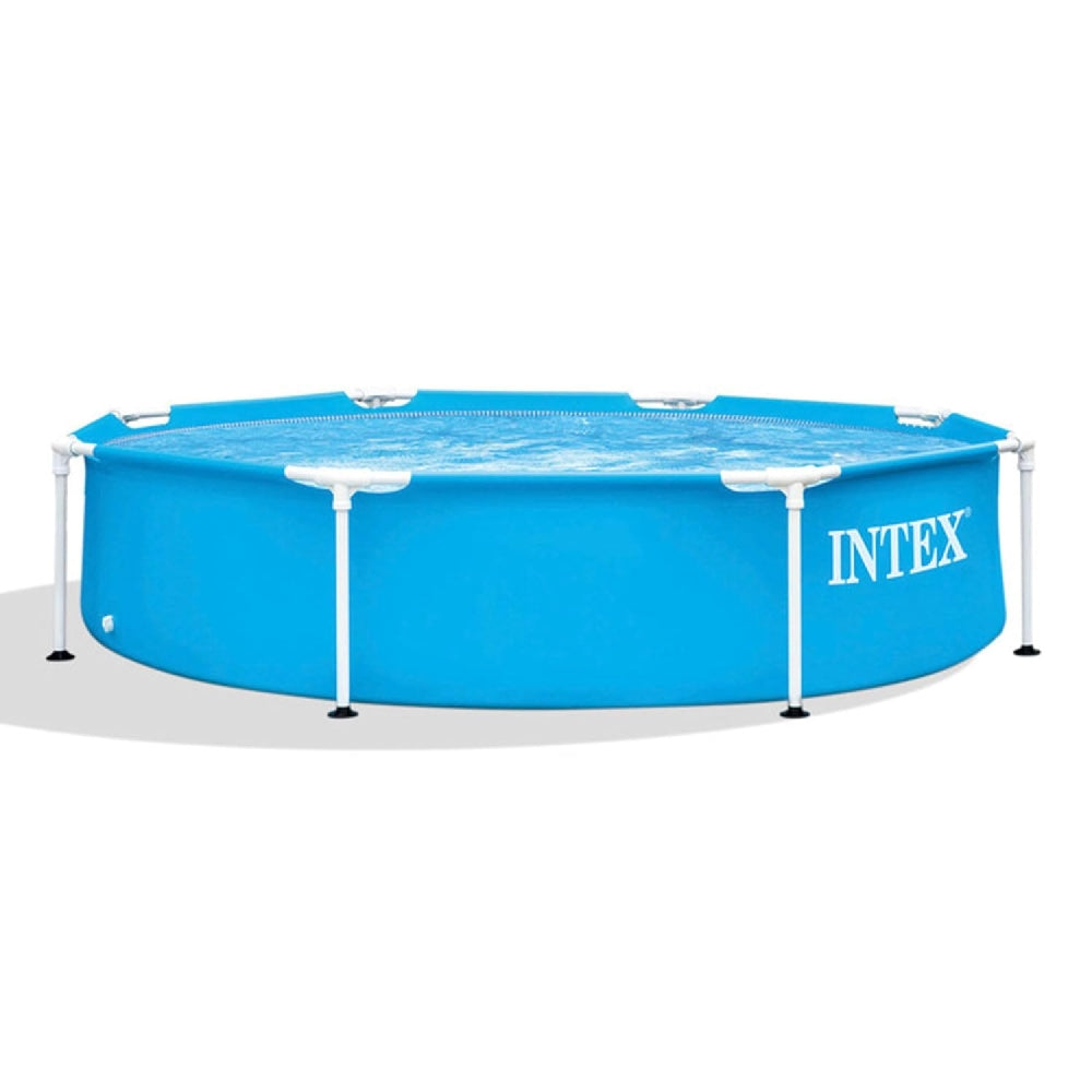 INTEX 8ft x 20in Round Metal Frame Swimming Pool – Shallow Backyard Splash Pool for Kids & Beginners