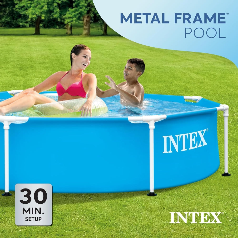 INTEX 8ft x 20in Round Metal Frame Swimming Pool – Shallow Backyard Splash Pool for Kids & Beginners - Image 4