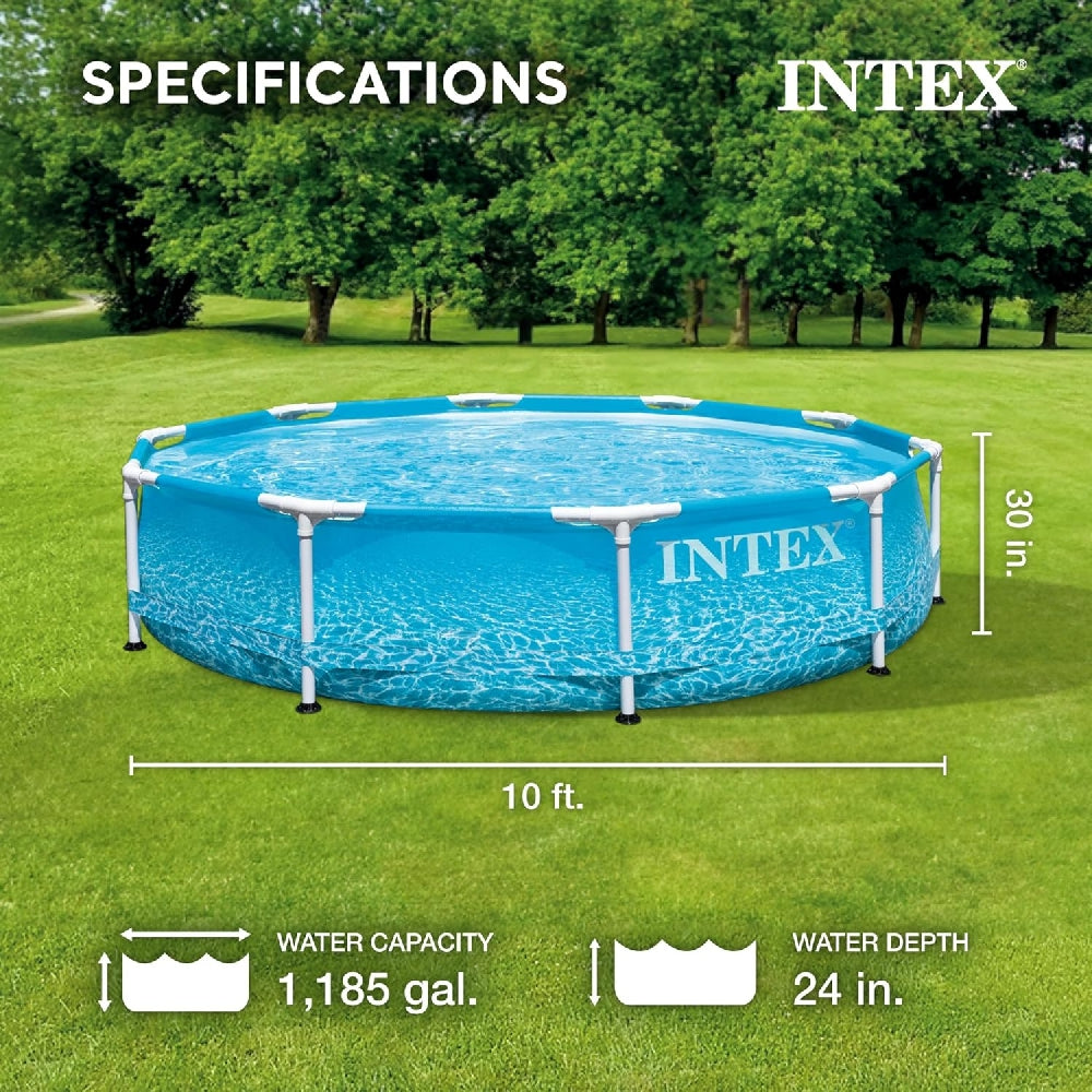 INTEX 10ft Beachside Metal Frame Pool – Themed Above Ground Pool with Photorealistic Ocean Floor Graphics - Image 3