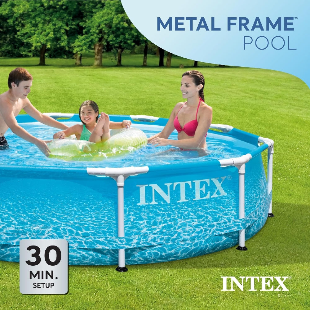 INTEX 10ft Beachside Metal Frame Pool – Themed Above Ground Pool with Photorealistic Ocean Floor Graphics - Image 5