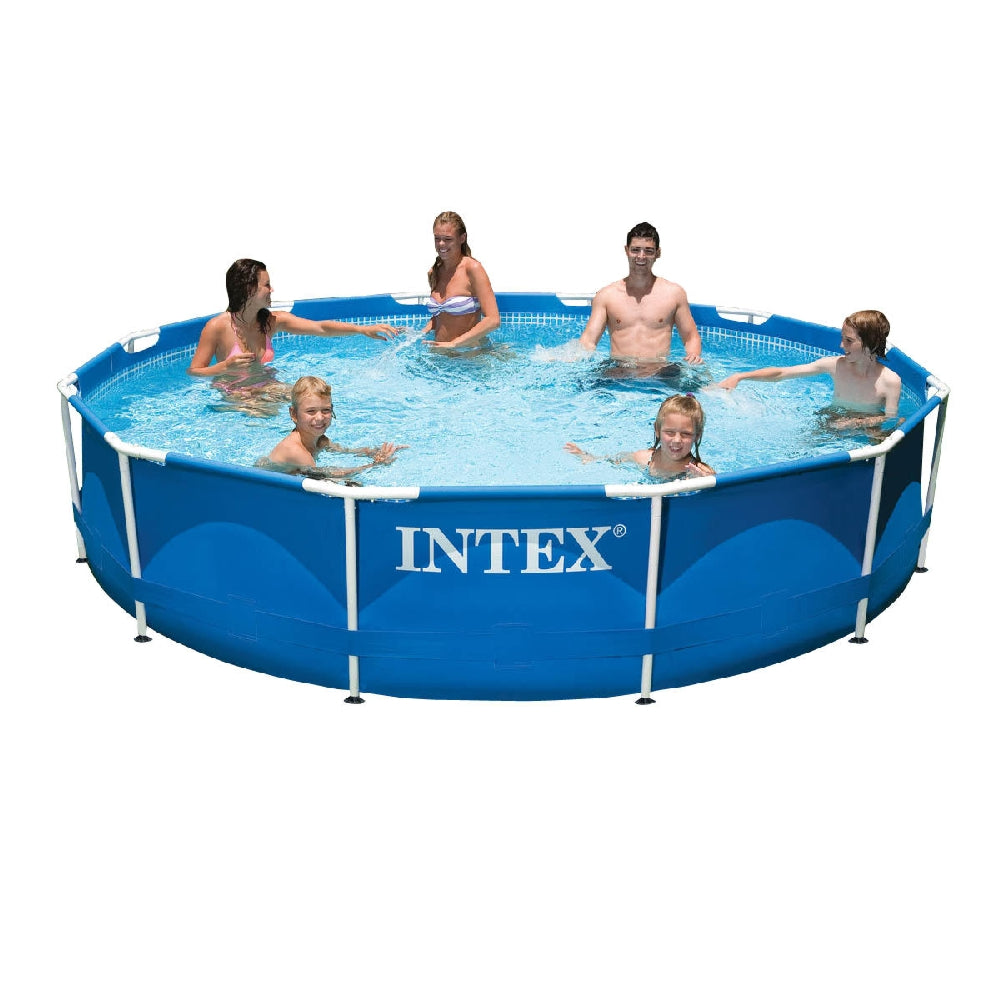 INTEX 12ft x 30in Round Metal Frame Pool – Standalone Heavy-Duty Above Ground Pool for Summer Fun