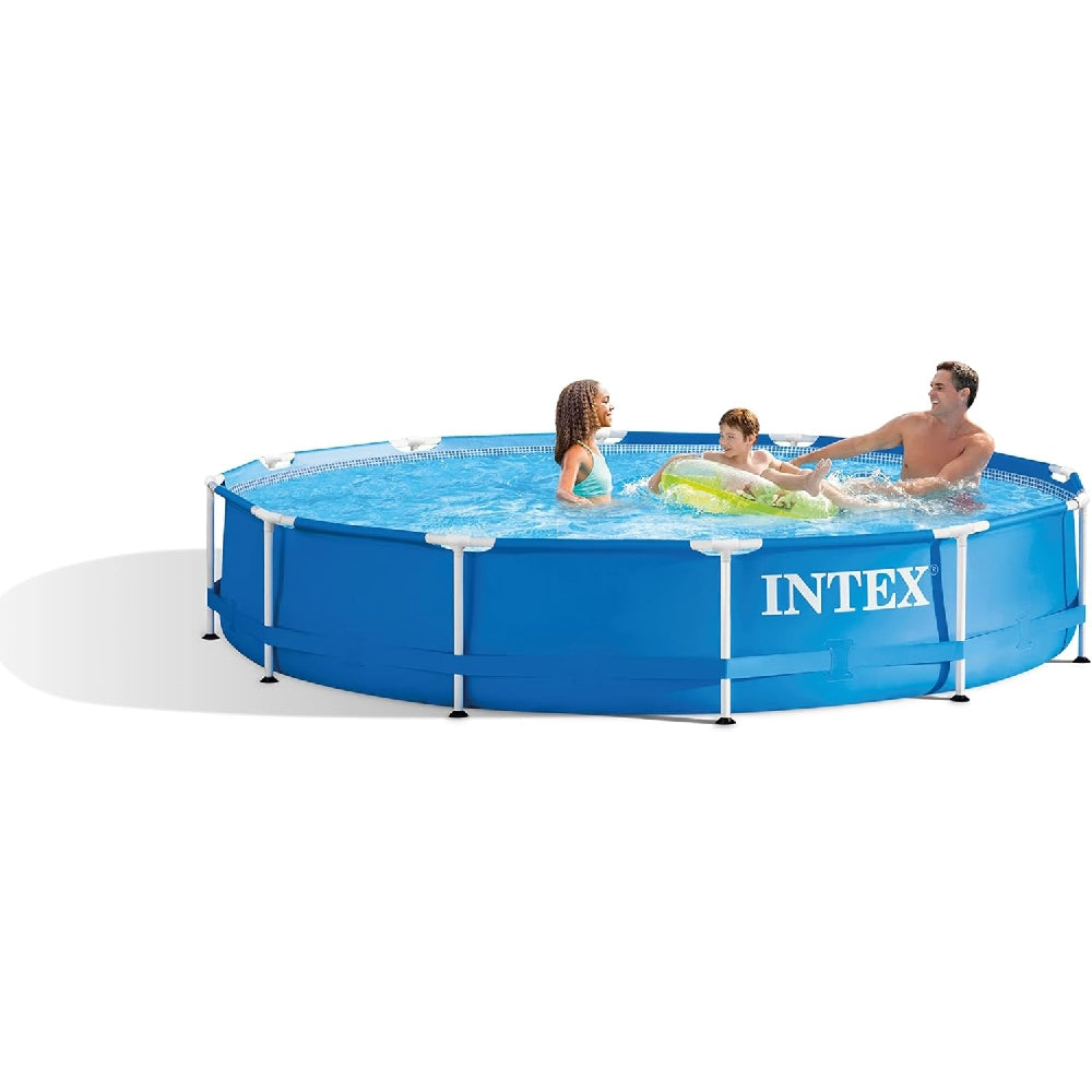 INTEX 12ft x 30in Round Metal Frame Above Ground Pool Set – Classic Summer Backyard Pool with Easy-to-Install Filter Pump - Image 2
