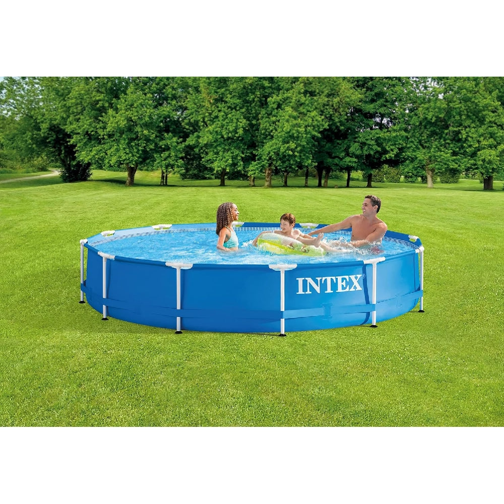 INTEX 12ft x 30in Round Metal Frame Above Ground Pool Set – Classic Summer Backyard Pool with Easy-to-Install Filter Pump - Image 6