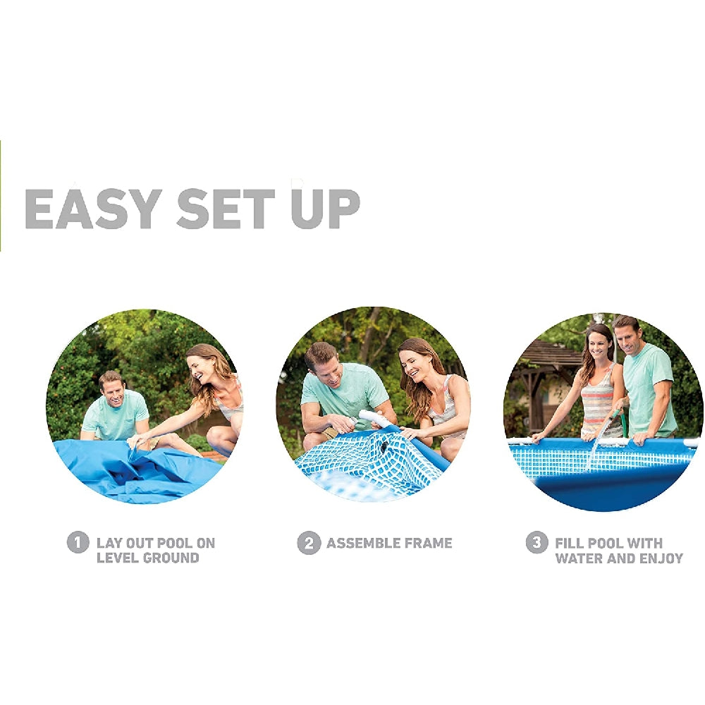 INTEX 15ft Round Metal Frame Pool Set – Classic Backyard Above Ground Pool with Krystal Clear Filter Pump & Ladder - Image 3