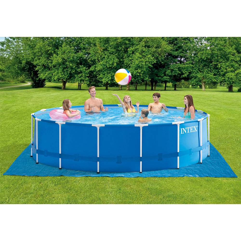 INTEX 15ft Round Metal Frame Pool Set – Classic Backyard Above Ground Pool with Krystal Clear Filter Pump & Ladder - Image 4