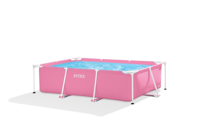 INTEX 15ft x 7.3ft Rectangular Frame Pool – Heavy-Duty Steel Support Above Ground Swimming Pool for Family Fun
