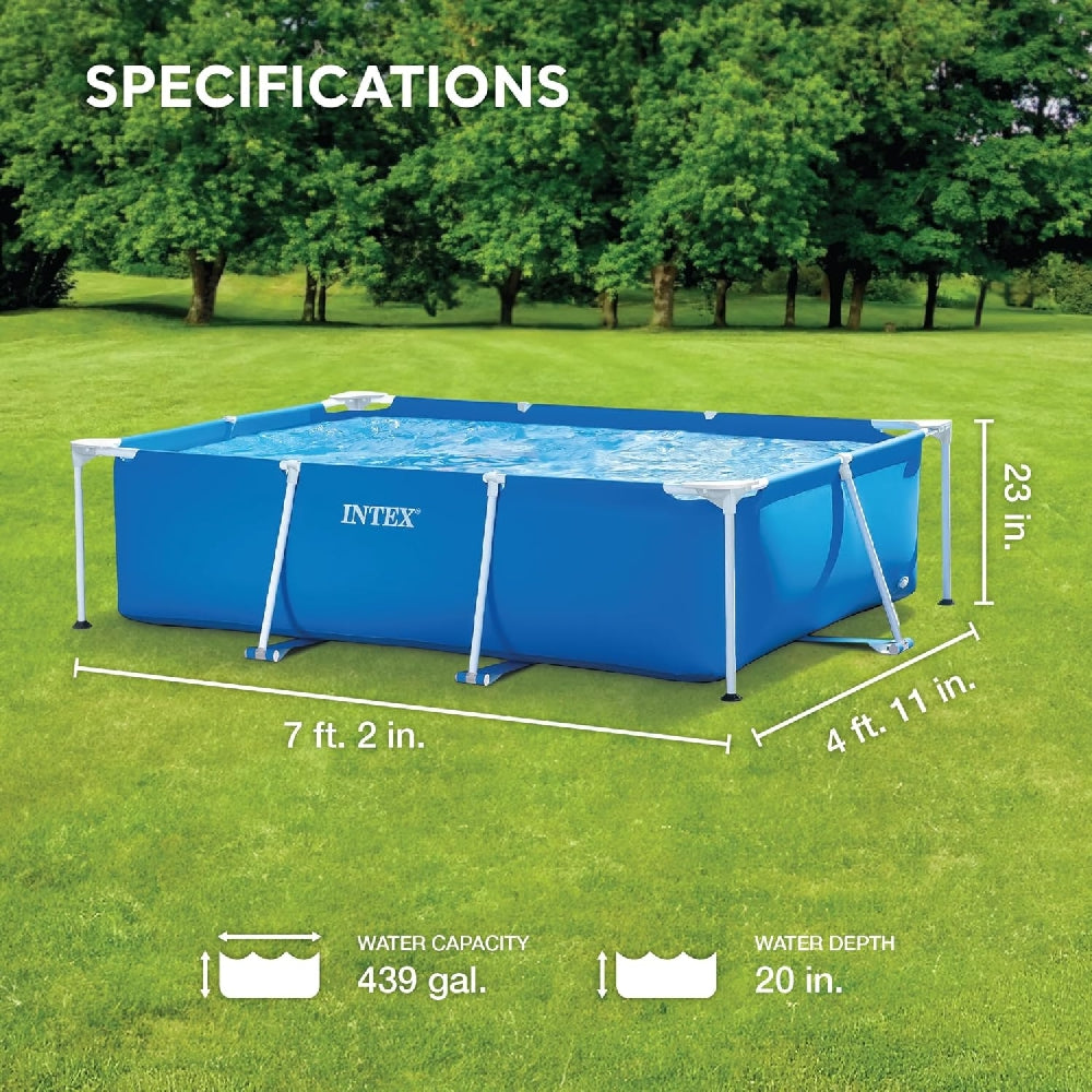 INTEX 7.2ft x 4.7ft Small Frame Rectangular Pool – Compact Above Ground Splash Pool for Toddlers & Small Gardens - Image 3