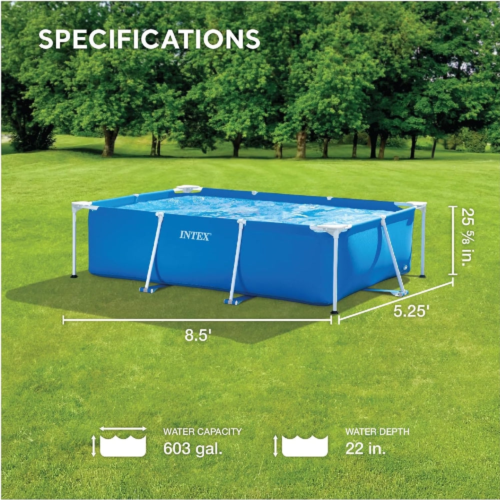 INTEX 8.5ft x 5.25ft Small Rectangular Frame Pool – Beginner Friendly Steel Above Ground Pool for Children - Image 5