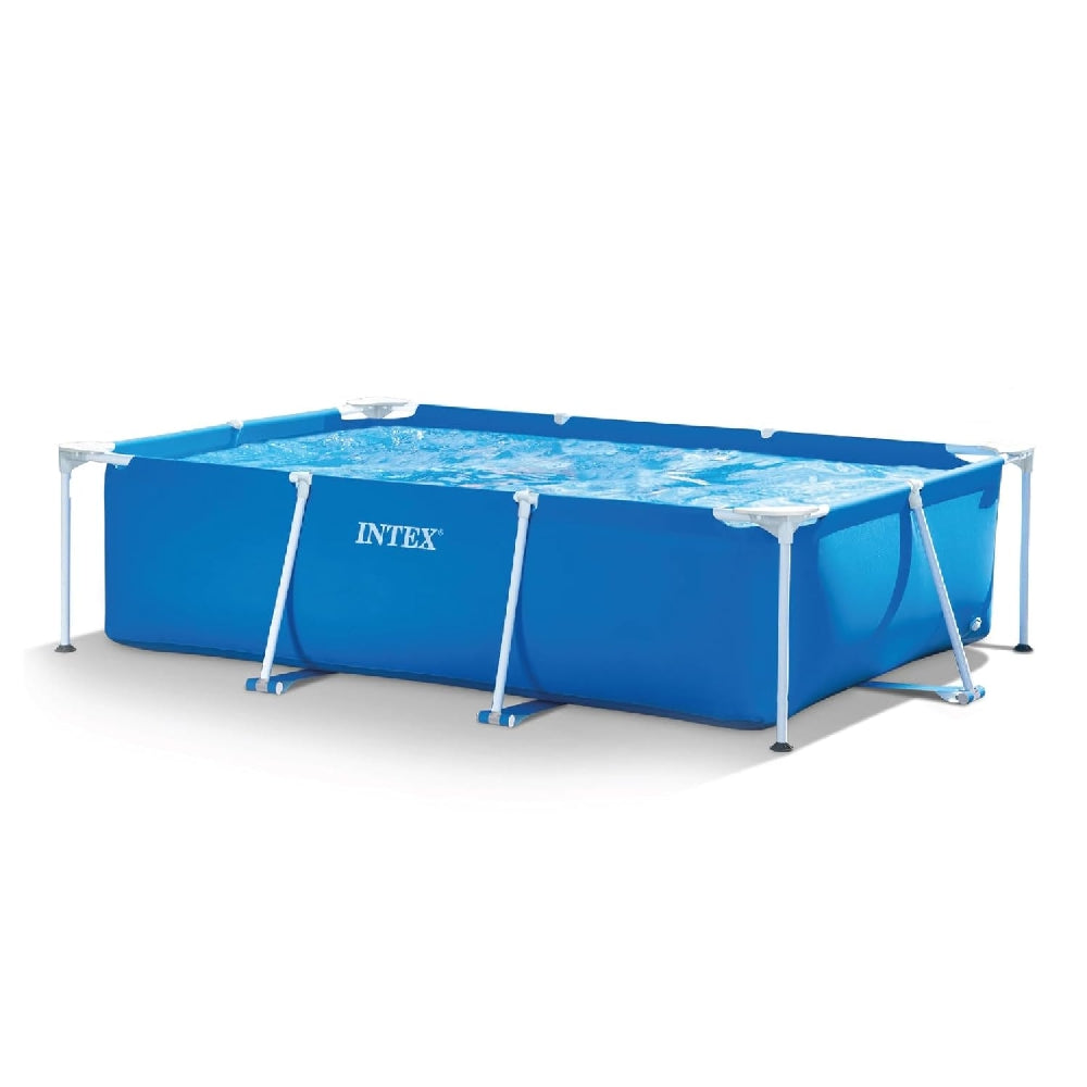 INTEX 9.8ft x 6.6ft x 30in Small Rectangular Frame Pool – Compact Steel Above Ground Pool for Toddlers & Small Spaces