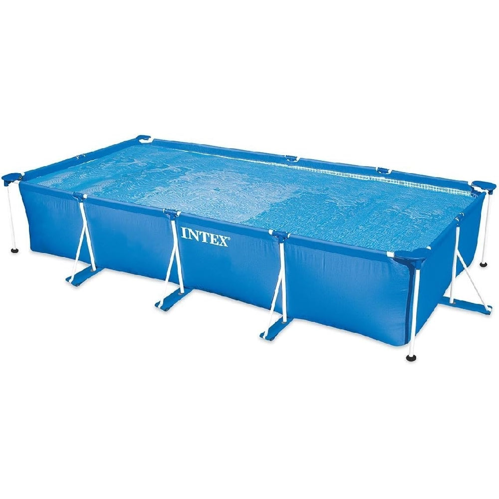 INTEX 14.75ft x 7.3ft Rectangular Metal Frame Pool Set – Reinforced Above Ground Family Pool with Ladder & Filter Kit