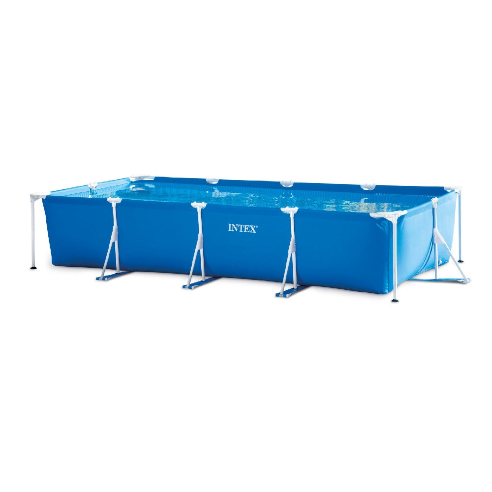 INTEX 14.75ft x 7.3ft Rectangular Metal Frame Pool Set – Reinforced Above Ground Family Pool with Ladder & Filter Kit - Image 2