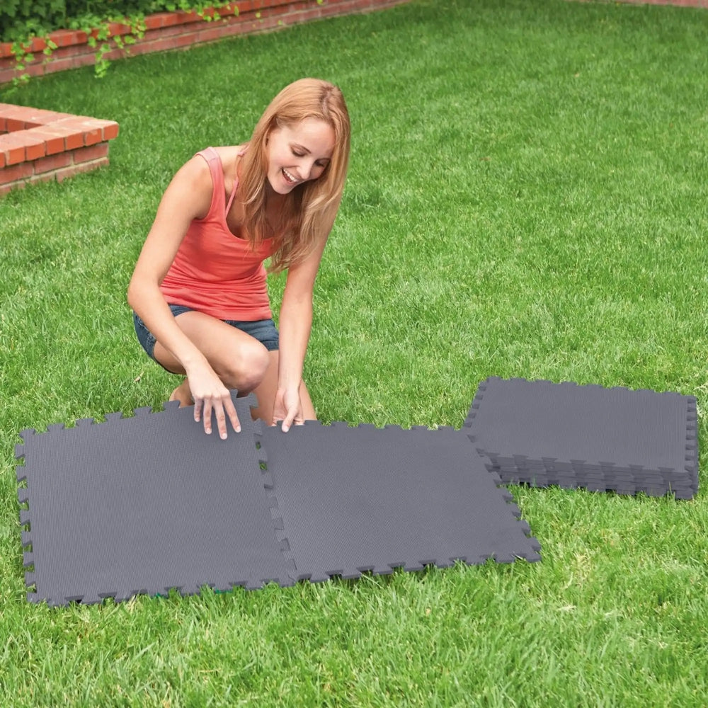 INTEX Gray Interlocking Padded Floor Protectors – 8-Pack EVA Foam Mats for Above Ground Pool & Spa Bases - Image 3