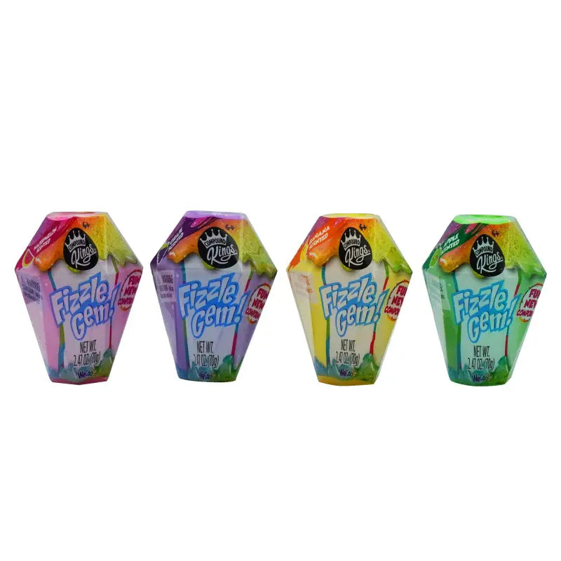 Compound Kings Fizzle Gem Jars – 4 Scented Fizzle Butter Slimes with Charms for Kids 4+
