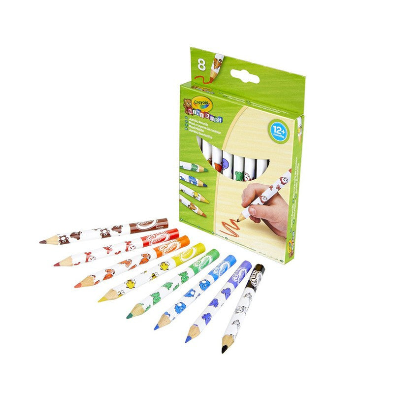 CRAYOLA Mini Kids Jumbo Decorated Pencils – 8 Vibrant, Fun-Themed Pencils for Creative Play