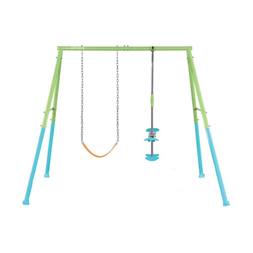 INTEX 2-Function Backyard Swing Set – Kids Metal Frame Activity Playground with Two Classic Swings