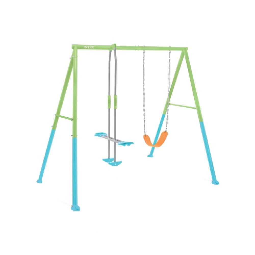 INTEX 2-Function Backyard Swing Set – Kids Metal Frame Activity Playground with Two Classic Swings - Image 2