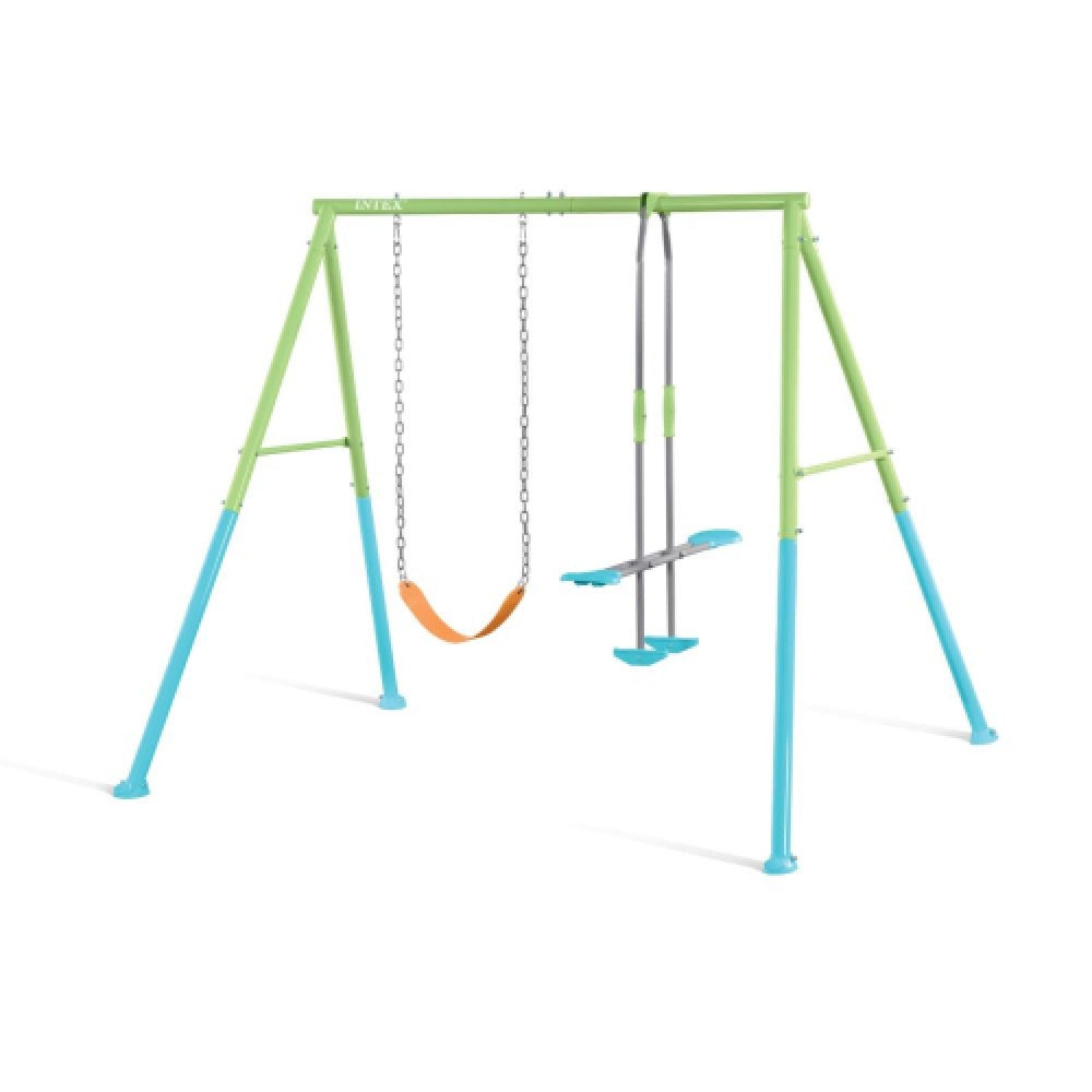 INTEX 2-Function Backyard Swing Set – Kids Metal Frame Activity Playground with Two Classic Swings - Image 3