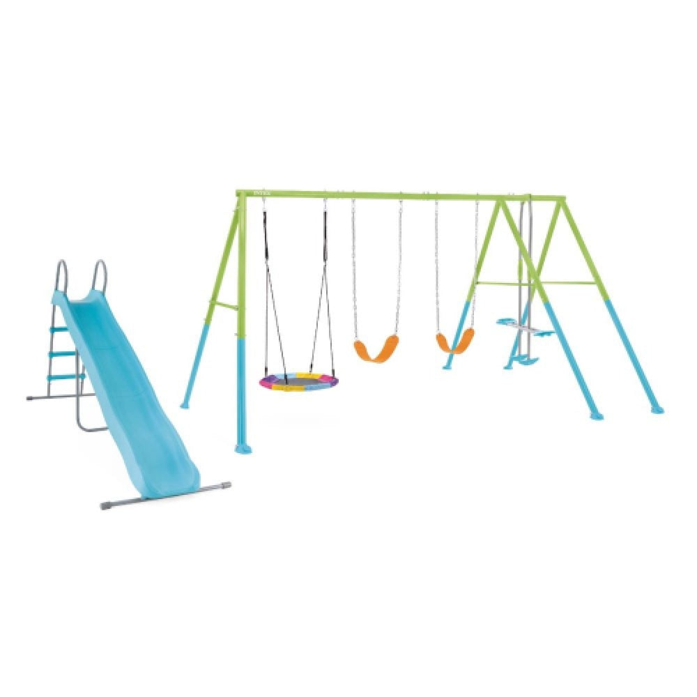 INTEX 5-Function Outdoor Backyard Swing Set – Multi-Feature Kids Playground with Swings & Slide - Image 2