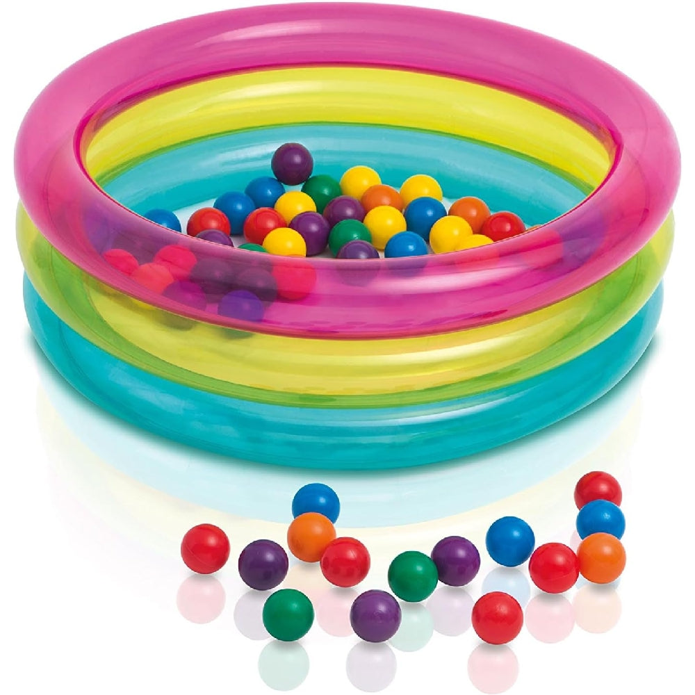 INTEX 3-Ring Inflatable Baby Ball Pit – Soft Padded Wading Pool/Ball Pit Includes 50 Colorful Play Balls - Image 2