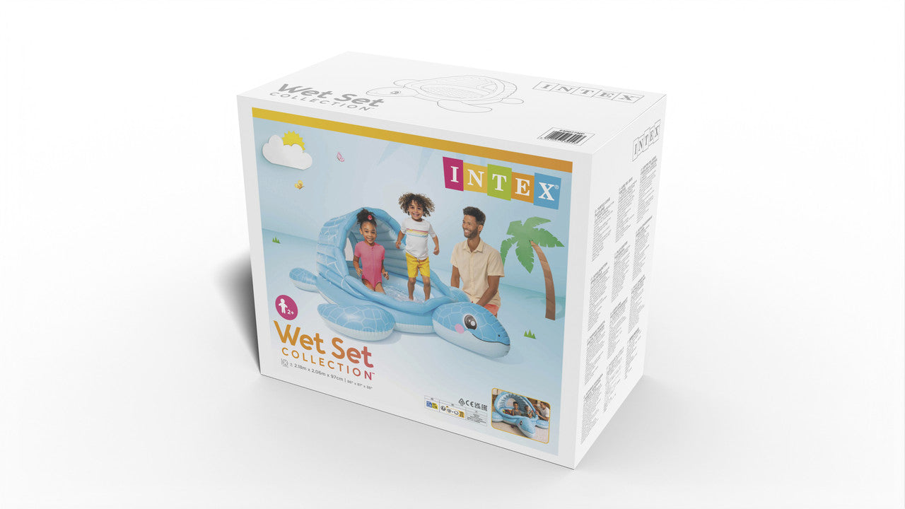 INTEX Turtle Cove Inflatable Playland – Ocean Themed Water Park with Slide, Palm Tree Sprayer, & Toy Fish - Image 4