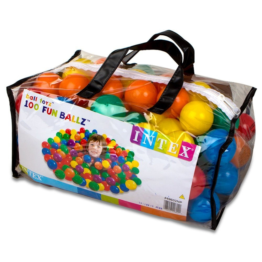 INTEX Large Fun Ballz (100-Pack) – Multi-Colored 3.125in Plastic Play Balls for Ball Pits and Jumpers - Image 2