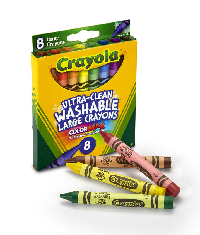 CRAYOLA LLC Crayola Large Ultra-Clean Washable Crayons – 8 Count, 4" x 7/16"