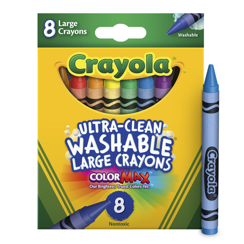 CRAYOLA Large Ultra-Clean Washable Crayons – 8 Count