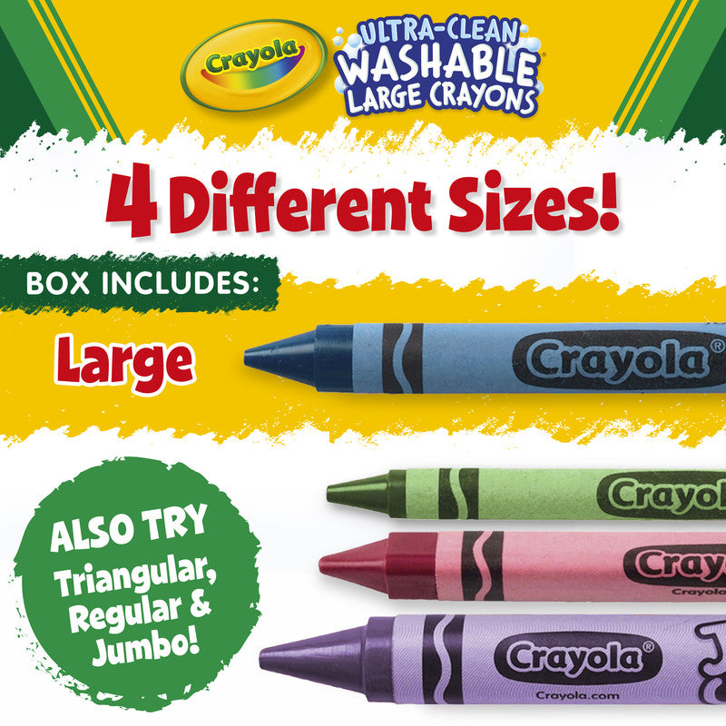 CRAYOLA Large Ultra-Clean Washable Crayons – 8 Count