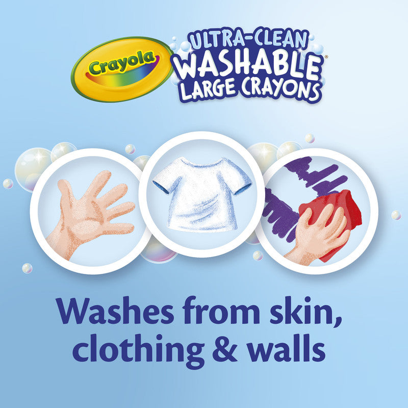 CRAYOLA Large Ultra-Clean Washable Crayons – 8 Count