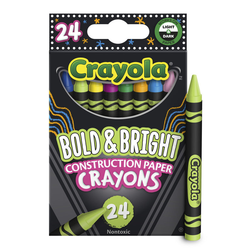 CRAYOLA LLC Crayola Bold & Bright Construction Paper Crayons Unisex, 3+ Years, Pack of 24