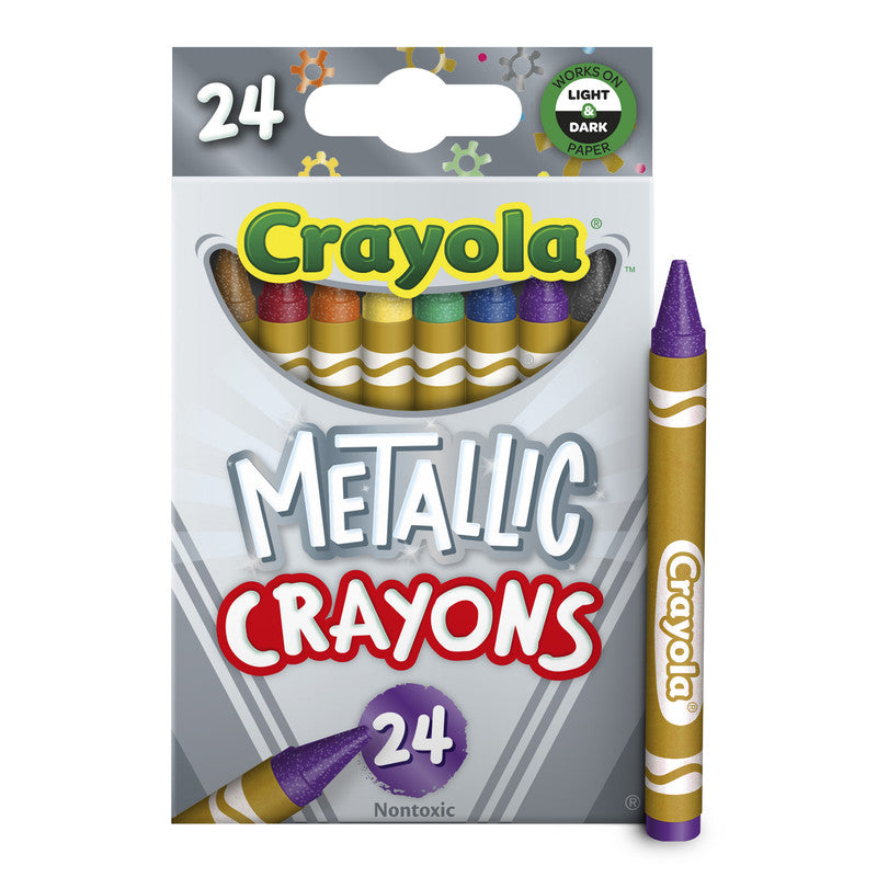 CRAYOLA Crayola Metallic Crayons – 24 Shimmery Colors for Creative Projects