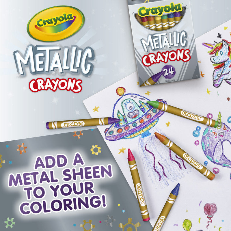 CRAYOLA Crayola Metallic Crayons – 24 Shimmery Colors for Creative Projects - Image 5